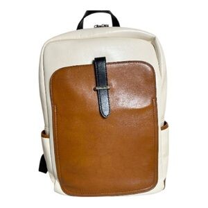 Bostanten Whiskey & Cream Leather Laptop Backpack